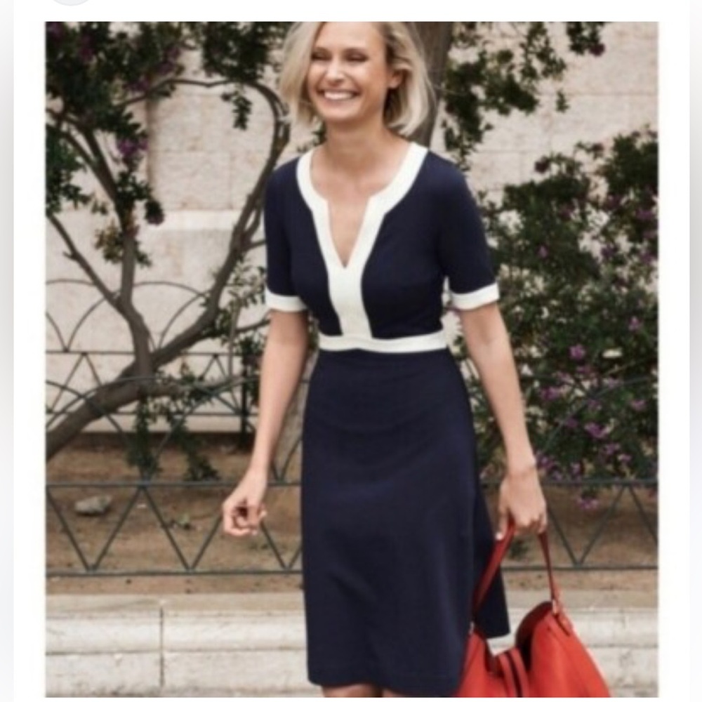 Boden Constance Dress • Navy & White • Size 8